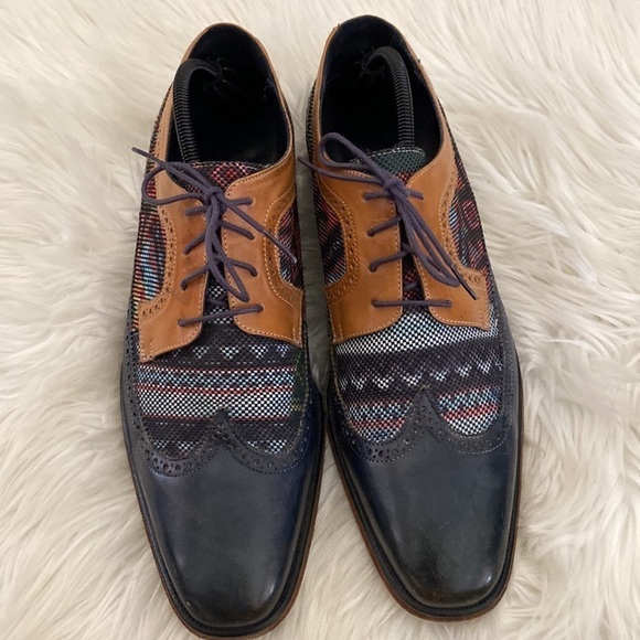 Messico wingtip navy blue South American dress shoes/oxfords - Picture 2 of 10